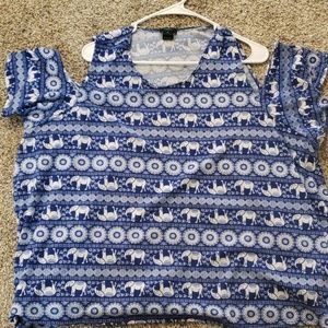 Cold Shoulder Rue+ Elephant Blouse